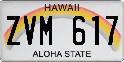 HI license plate ZVM617