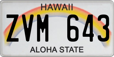 HI license plate ZVM643