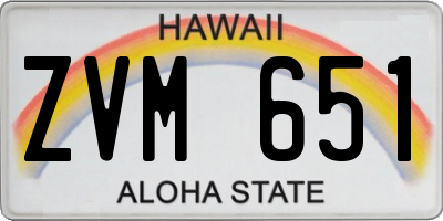 HI license plate ZVM651