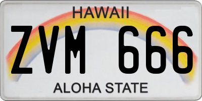 HI license plate ZVM666