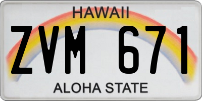 HI license plate ZVM671