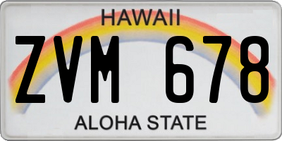 HI license plate ZVM678