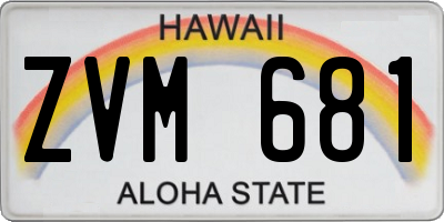 HI license plate ZVM681