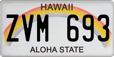 HI license plate ZVM693