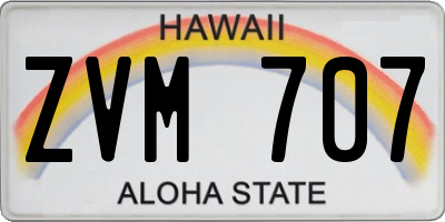HI license plate ZVM707