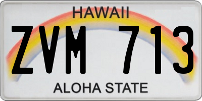 HI license plate ZVM713