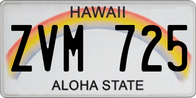 HI license plate ZVM725