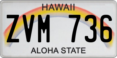 HI license plate ZVM736