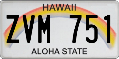 HI license plate ZVM751