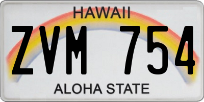 HI license plate ZVM754