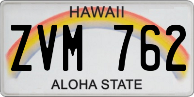 HI license plate ZVM762