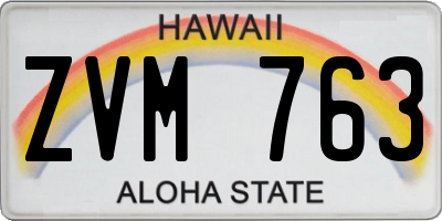 HI license plate ZVM763