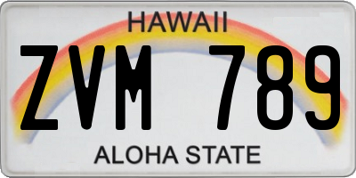 HI license plate ZVM789