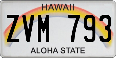 HI license plate ZVM793