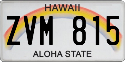 HI license plate ZVM815