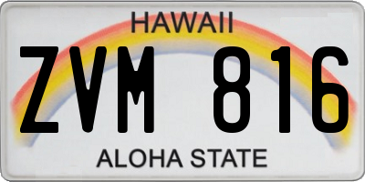 HI license plate ZVM816