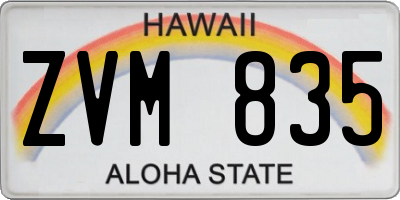 HI license plate ZVM835