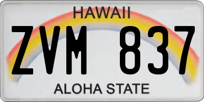 HI license plate ZVM837