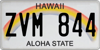 HI license plate ZVM844