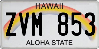 HI license plate ZVM853