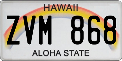 HI license plate ZVM868