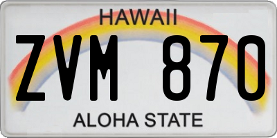 HI license plate ZVM870