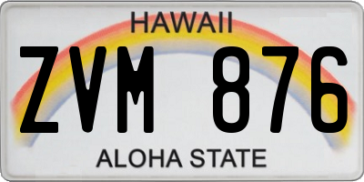 HI license plate ZVM876