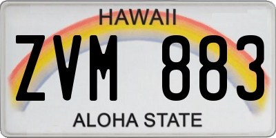 HI license plate ZVM883