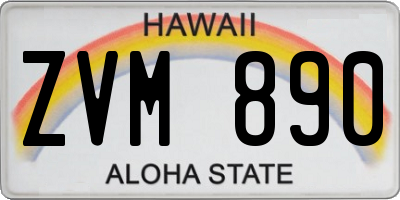 HI license plate ZVM890