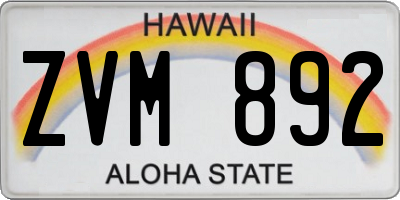 HI license plate ZVM892