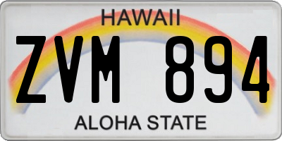 HI license plate ZVM894