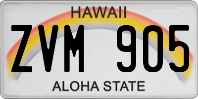HI license plate ZVM905