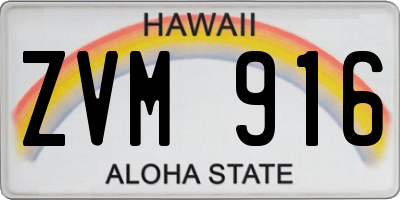 HI license plate ZVM916