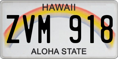 HI license plate ZVM918