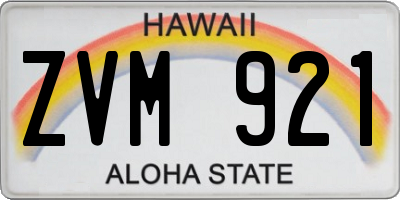 HI license plate ZVM921