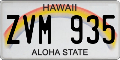 HI license plate ZVM935