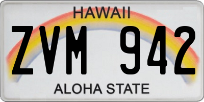 HI license plate ZVM942