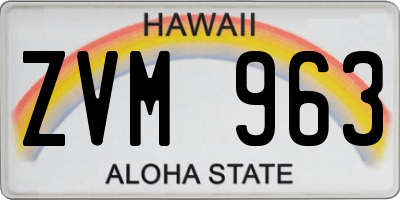 HI license plate ZVM963