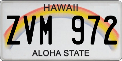 HI license plate ZVM972