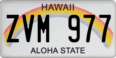 HI license plate ZVM977
