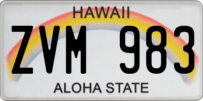 HI license plate ZVM983