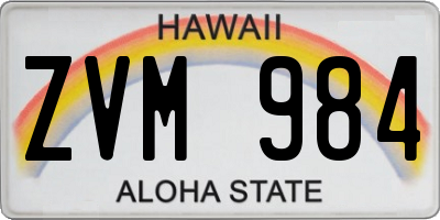 HI license plate ZVM984