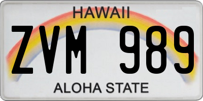 HI license plate ZVM989