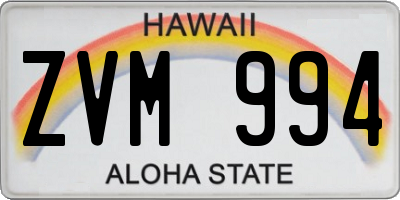 HI license plate ZVM994