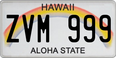 HI license plate ZVM999