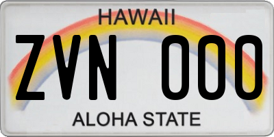 HI license plate ZVN000