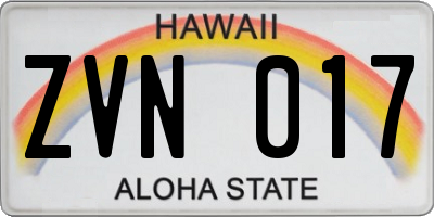 HI license plate ZVN017