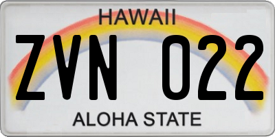 HI license plate ZVN022