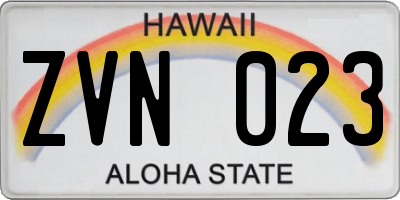 HI license plate ZVN023