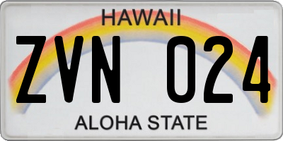 HI license plate ZVN024